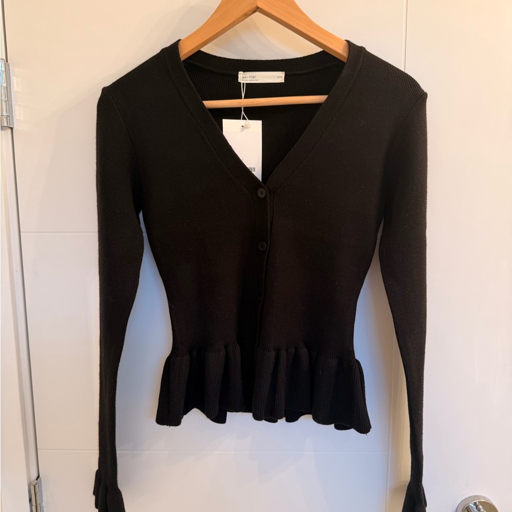 NWT Black V-Neck Peplum Cardigan